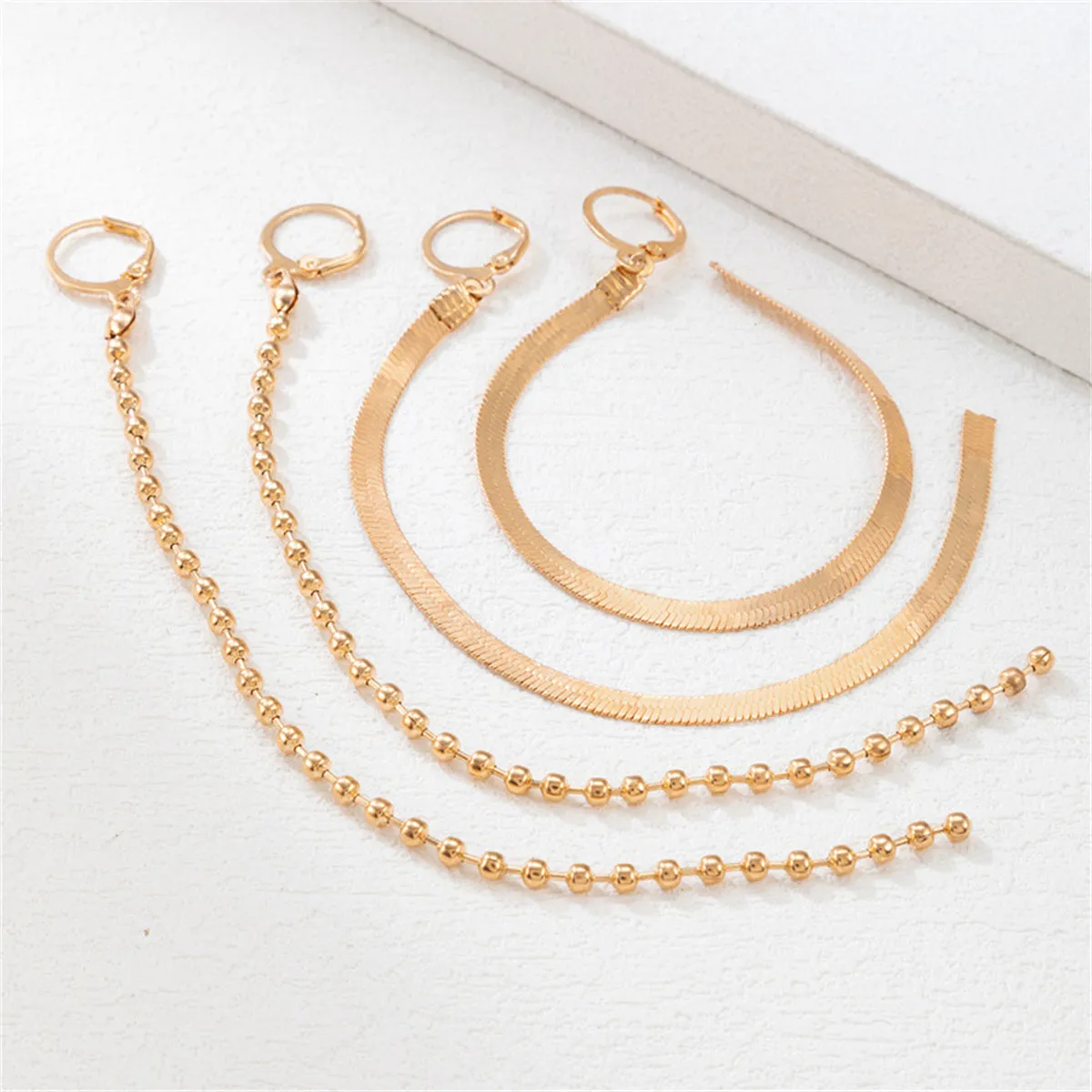 18K Gold-Plated Multi-Chain Huggie Earrings Set