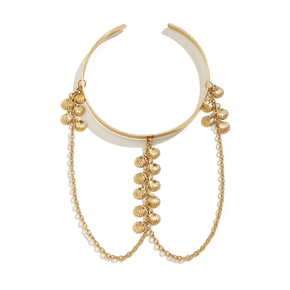18K Gold-Plated Shell Tassel Arm Cuff