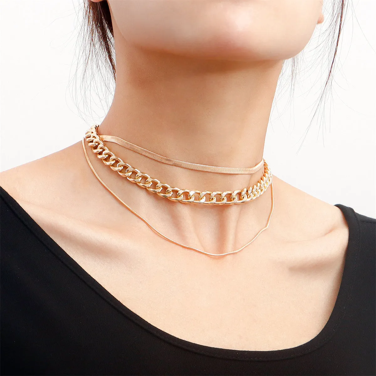 18K Gold-Plated Snake Chain Necklace Set
