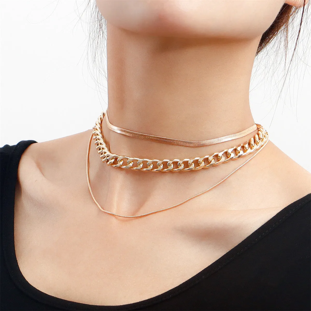 18K Gold-Plated Snake Chain Necklace Set
