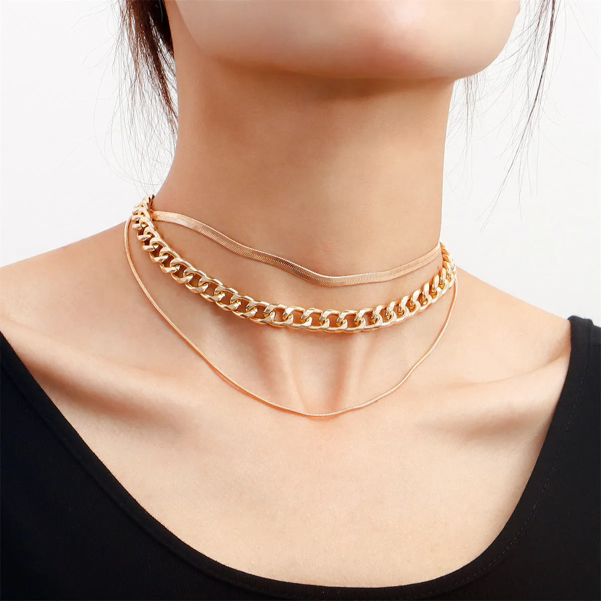 18K Gold-Plated Snake Chain Necklace Set
