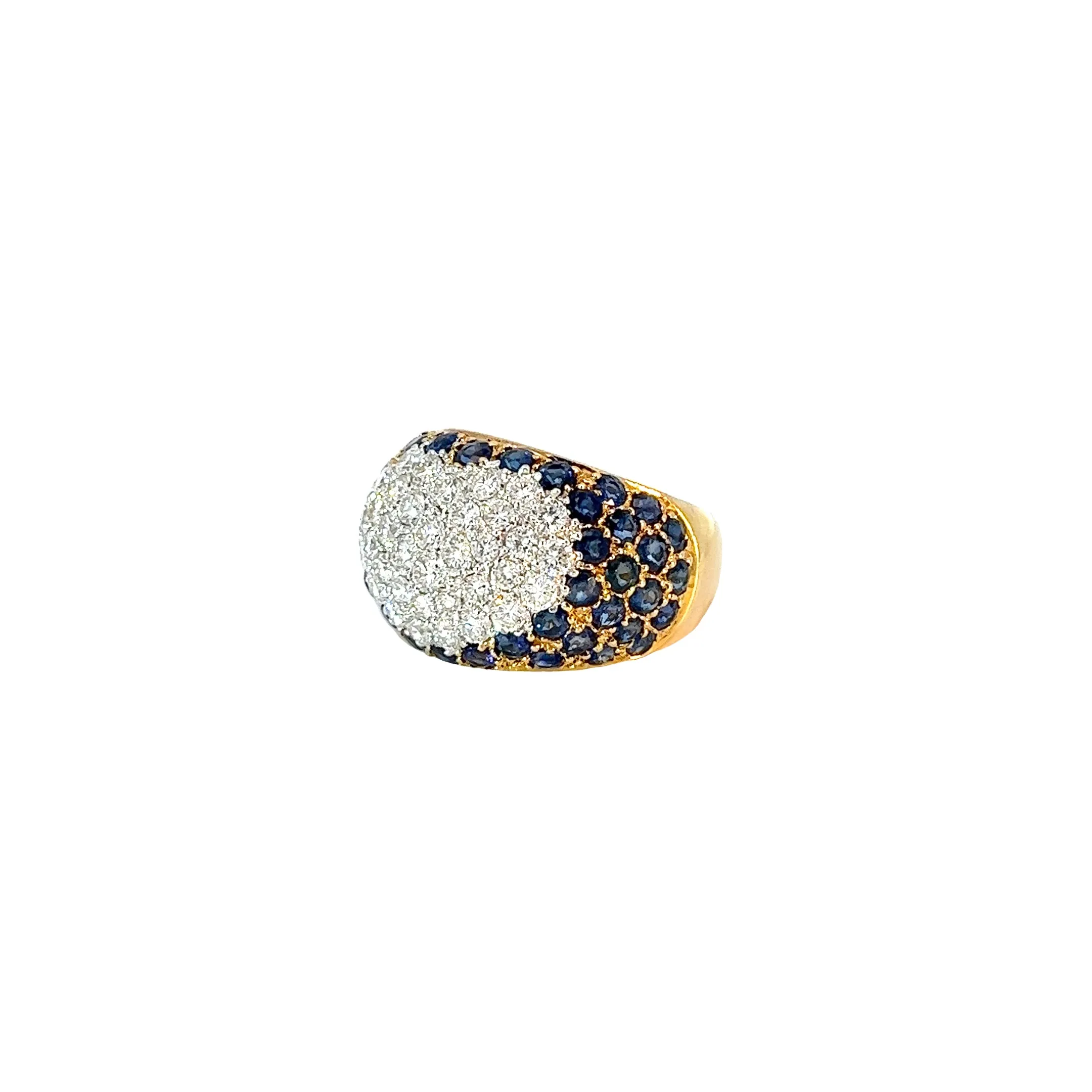 18k yellow gold 1.50ct Blue Sapphire AAA Grade and 1.25ct F VS2 Round Diamond Heart ring