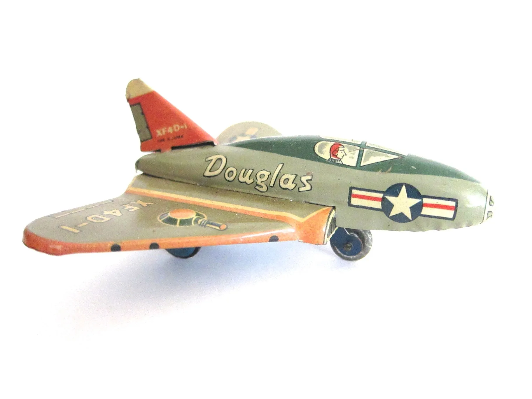 1950s Cragstan Sky Ray Tin Toy Douglas Plane