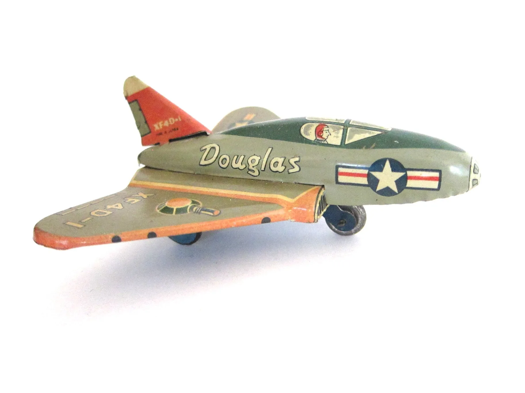 1950s Cragstan Sky Ray Tin Toy Douglas Plane