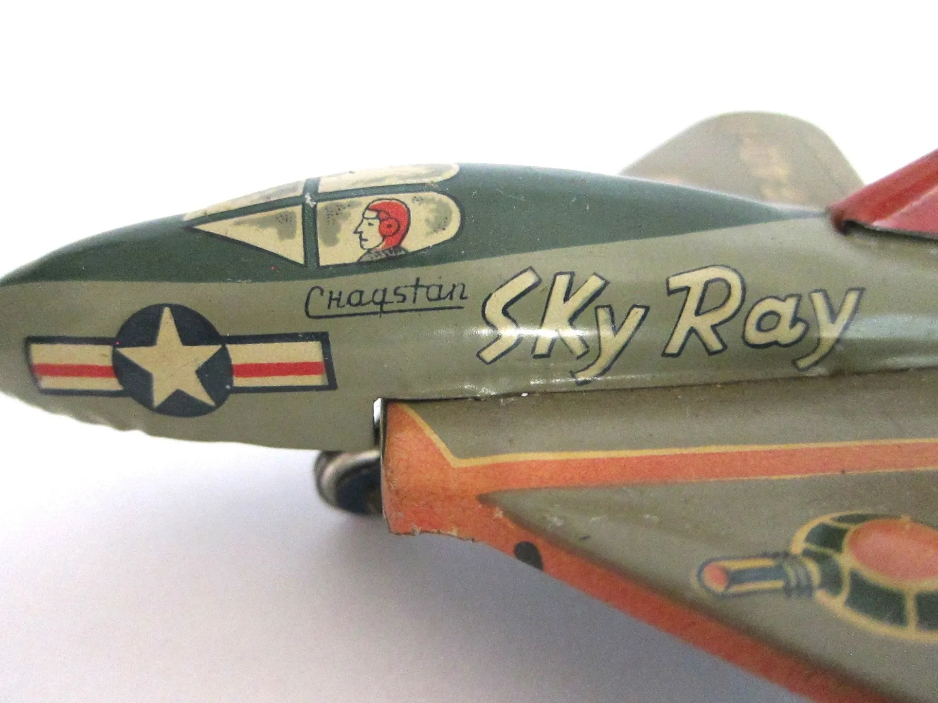 1950s Cragstan Sky Ray Tin Toy Douglas Plane