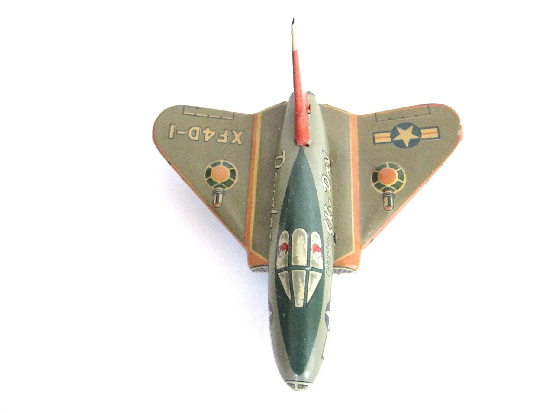 1950s Cragstan Sky Ray Tin Toy Douglas Plane