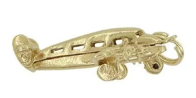1950's Opening Movable Passenger Airplane Pendant in 14 Karat Gold