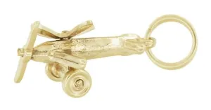 1950's Vintage Movable Propellers Airplane Charm in 10K Yellow Gold