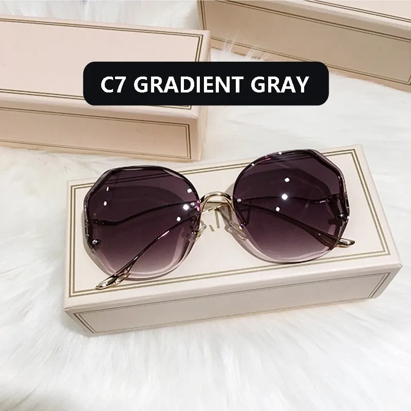 2022 Fashion Gradient Sunglasses Women Brand Design Vintage Pilot  Retro Shades Cutting Lens Gradient Sun Glasses Female UV400