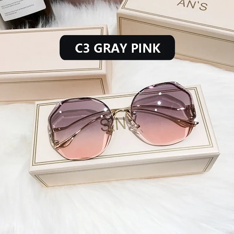 2022 Fashion Gradient Sunglasses Women Brand Design Vintage Pilot  Retro Shades Cutting Lens Gradient Sun Glasses Female UV400