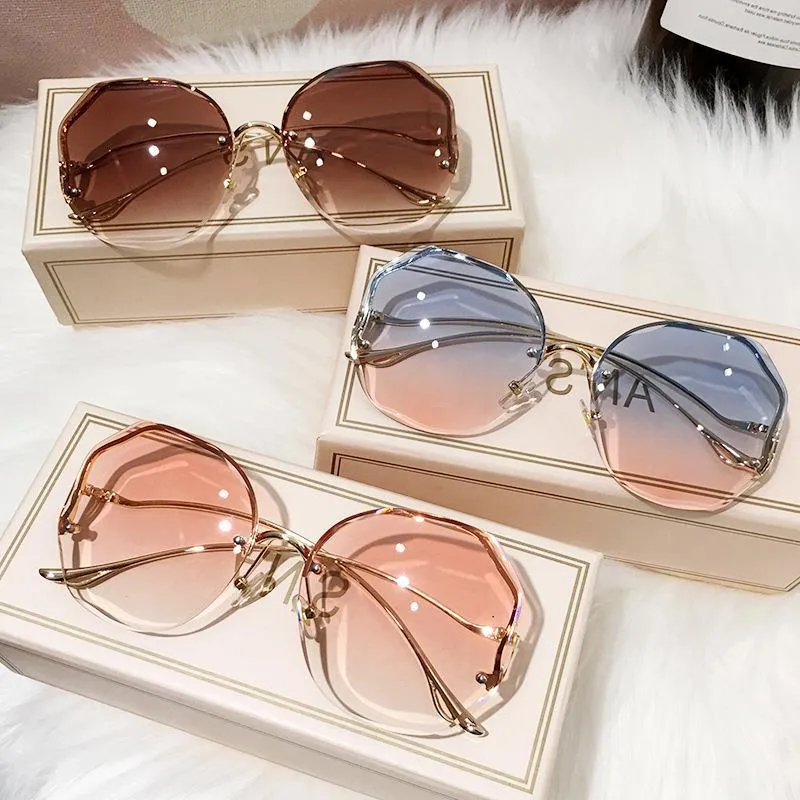 2022 Fashion Gradient Sunglasses Women Brand Design Vintage Pilot  Retro Shades Cutting Lens Gradient Sun Glasses Female UV400