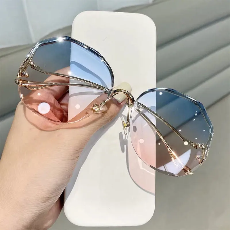 2022 Fashion Gradient Sunglasses Women Brand Design Vintage Pilot  Retro Shades Cutting Lens Gradient Sun Glasses Female UV400
