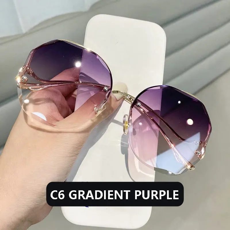 2022 Fashion Gradient Sunglasses Women Brand Design Vintage Pilot  Retro Shades Cutting Lens Gradient Sun Glasses Female UV400