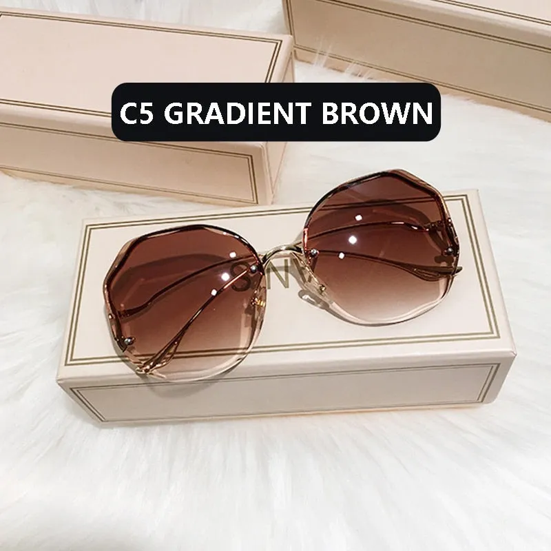 2022 Fashion Gradient Sunglasses Women Brand Design Vintage Pilot  Retro Shades Cutting Lens Gradient Sun Glasses Female UV400