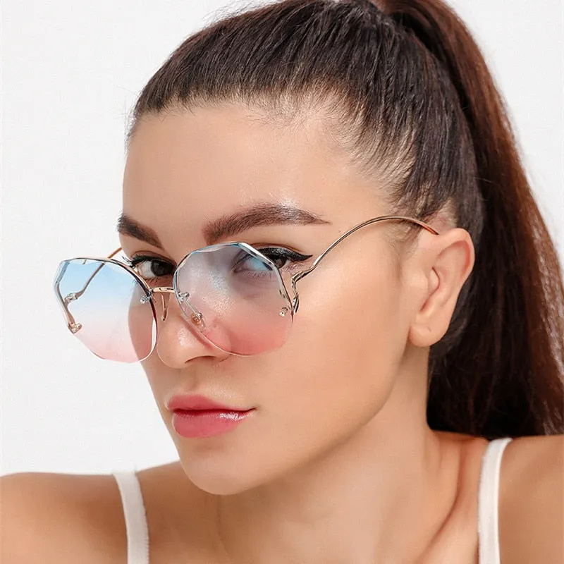 2022 Fashion Gradient Sunglasses Women Brand Design Vintage Pilot  Retro Shades Cutting Lens Gradient Sun Glasses Female UV400