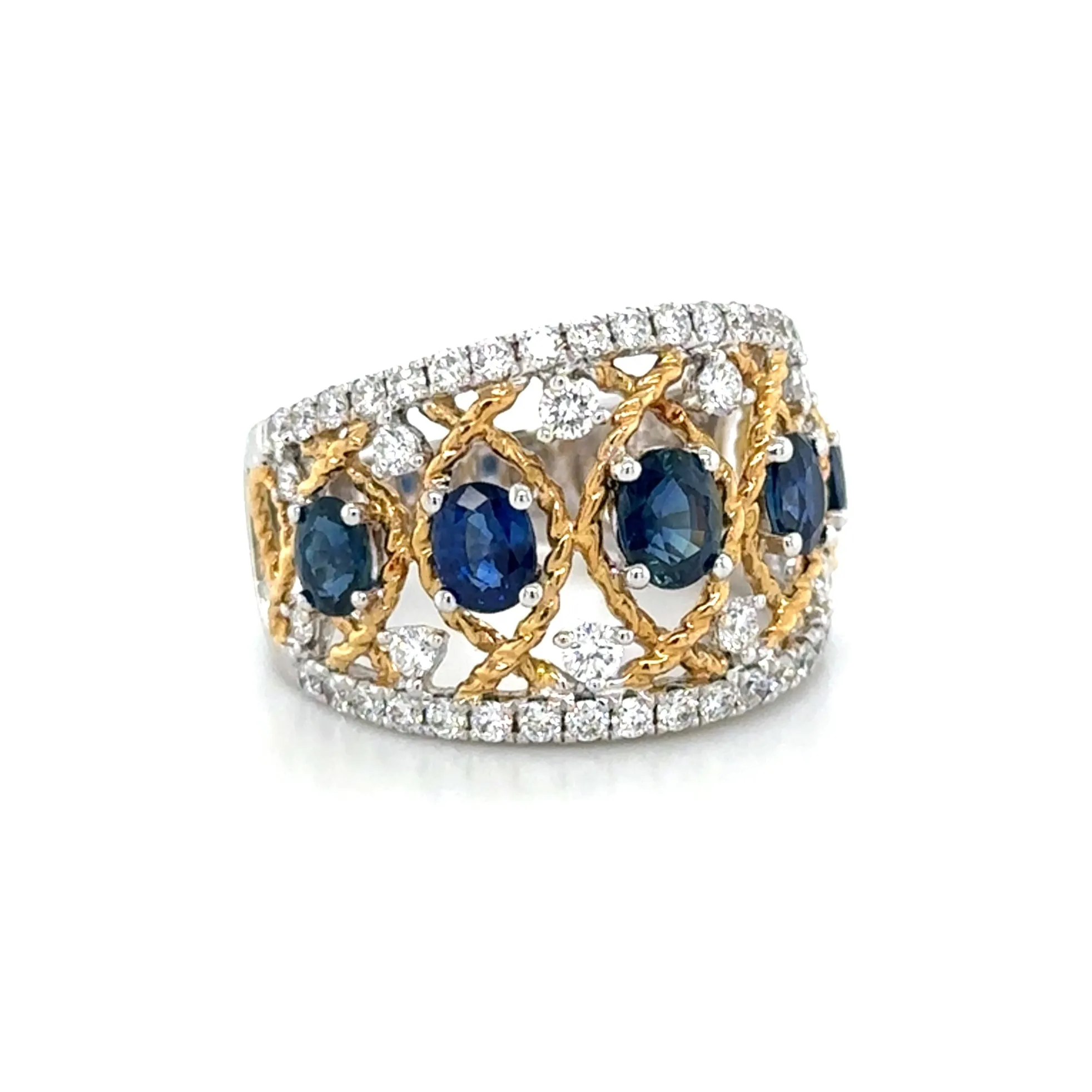 2.49carat Diamond and Blue Sapphire Ring