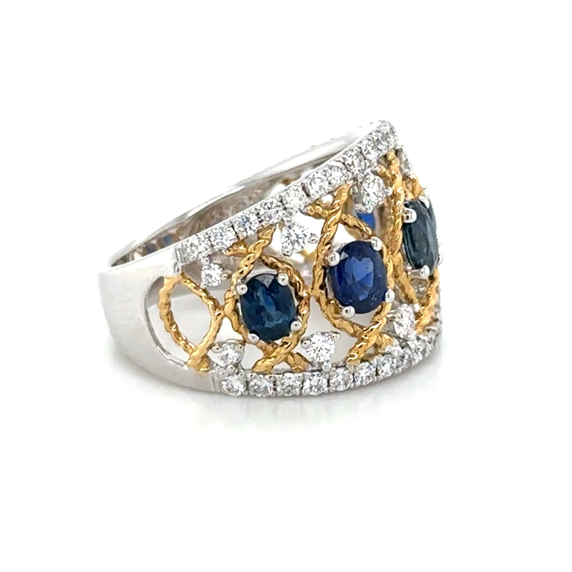 2.49carat Diamond and Blue Sapphire Ring