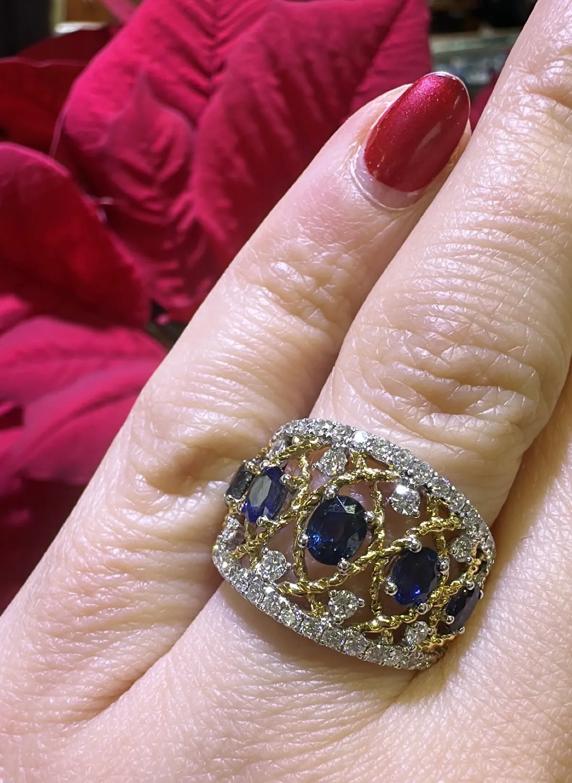 2.49carat Diamond and Blue Sapphire Ring