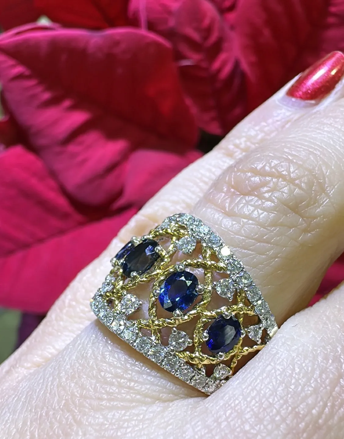 2.49carat Diamond and Blue Sapphire Ring