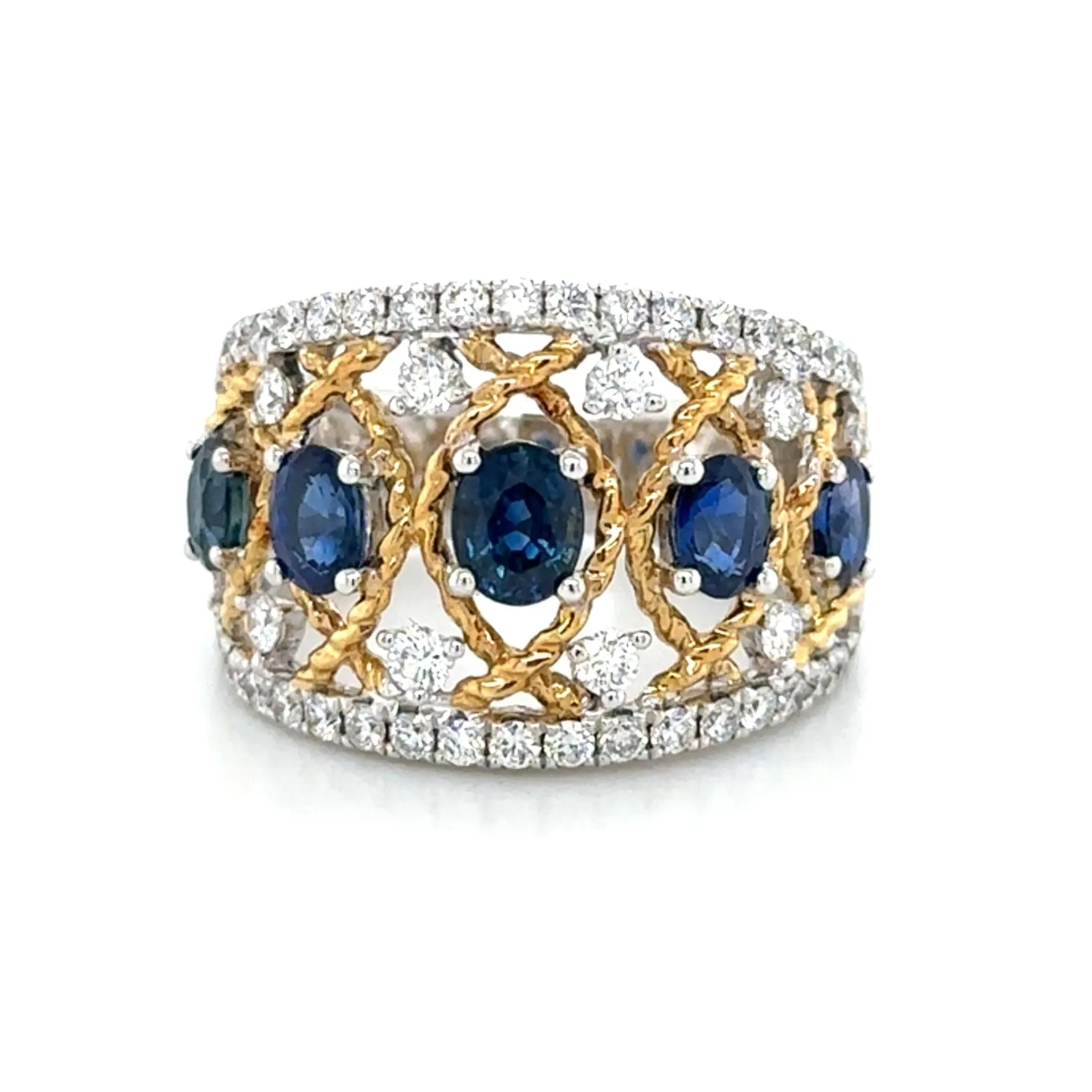 2.49carat Diamond and Blue Sapphire Ring