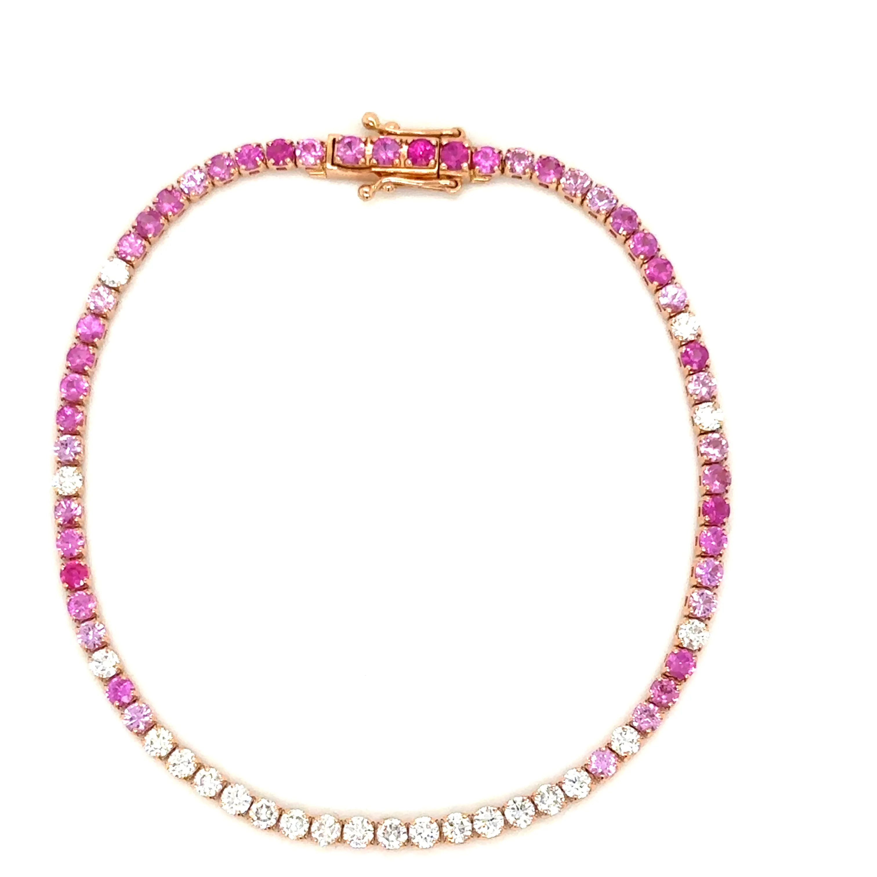 3.88ct tw Pink Sapphire Gem Stone & Diamond Tennis Bracelet