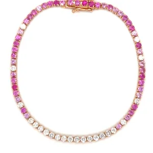 3.88ct tw Pink Sapphire Gem Stone & Diamond Tennis Bracelet