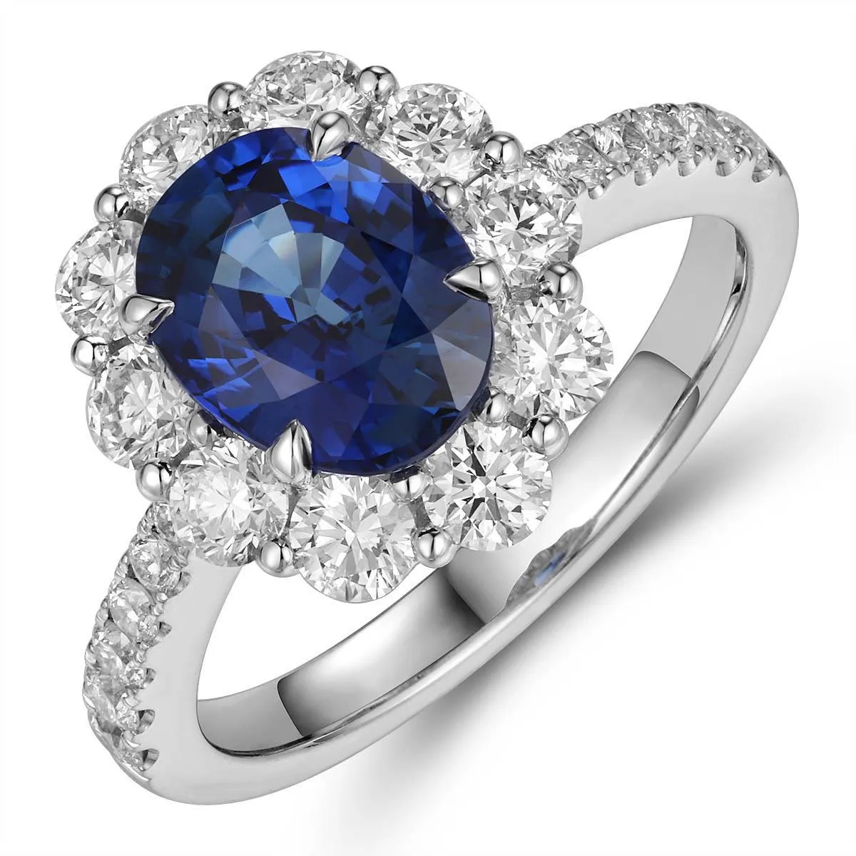 3.91ct tw Royal Blue Sapphire & Diamond Ring