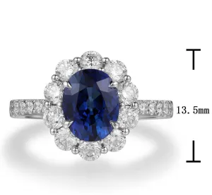 3.91ct tw Royal Blue Sapphire & Diamond Ring
