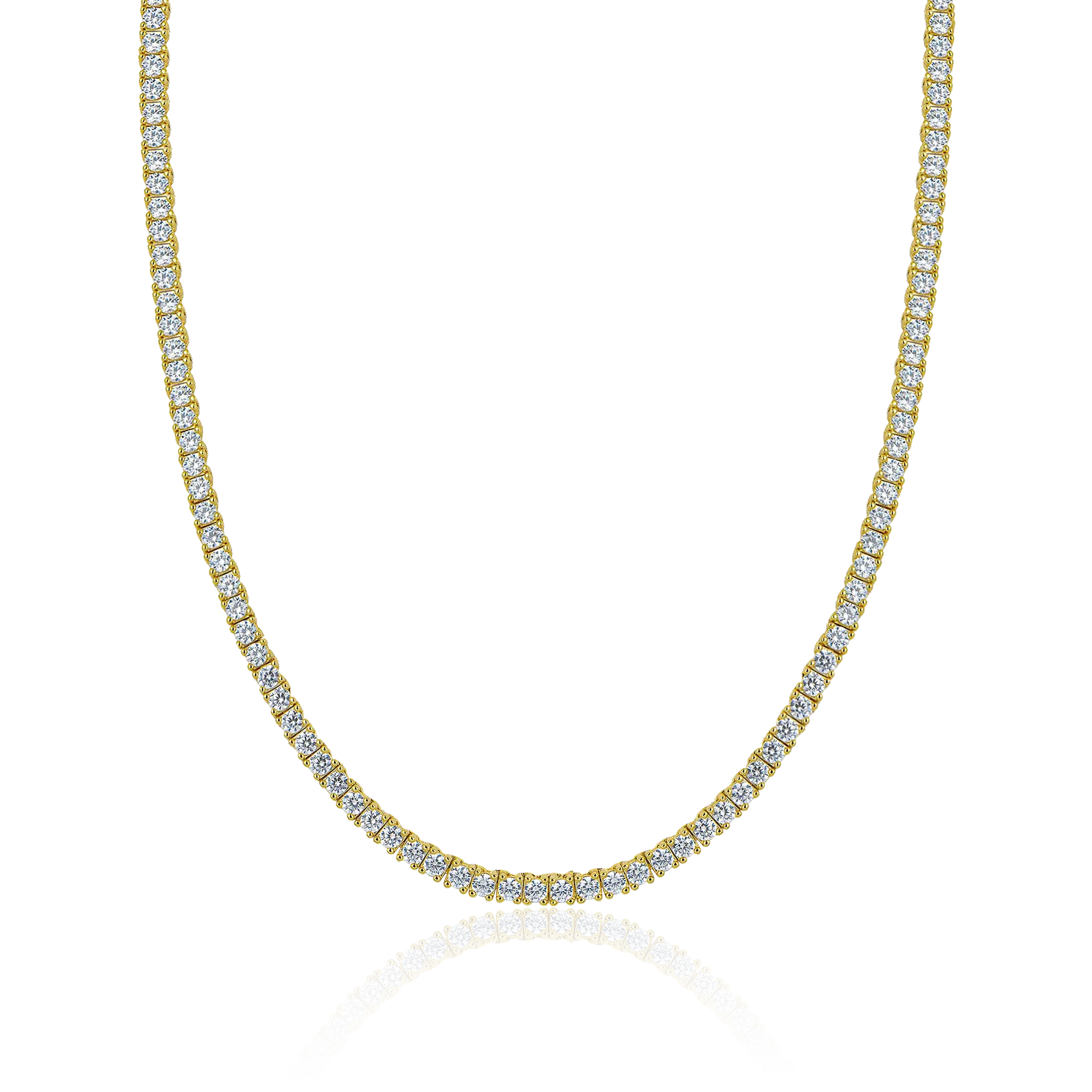 3mm Iced Tennis Chain - Yellow Gold