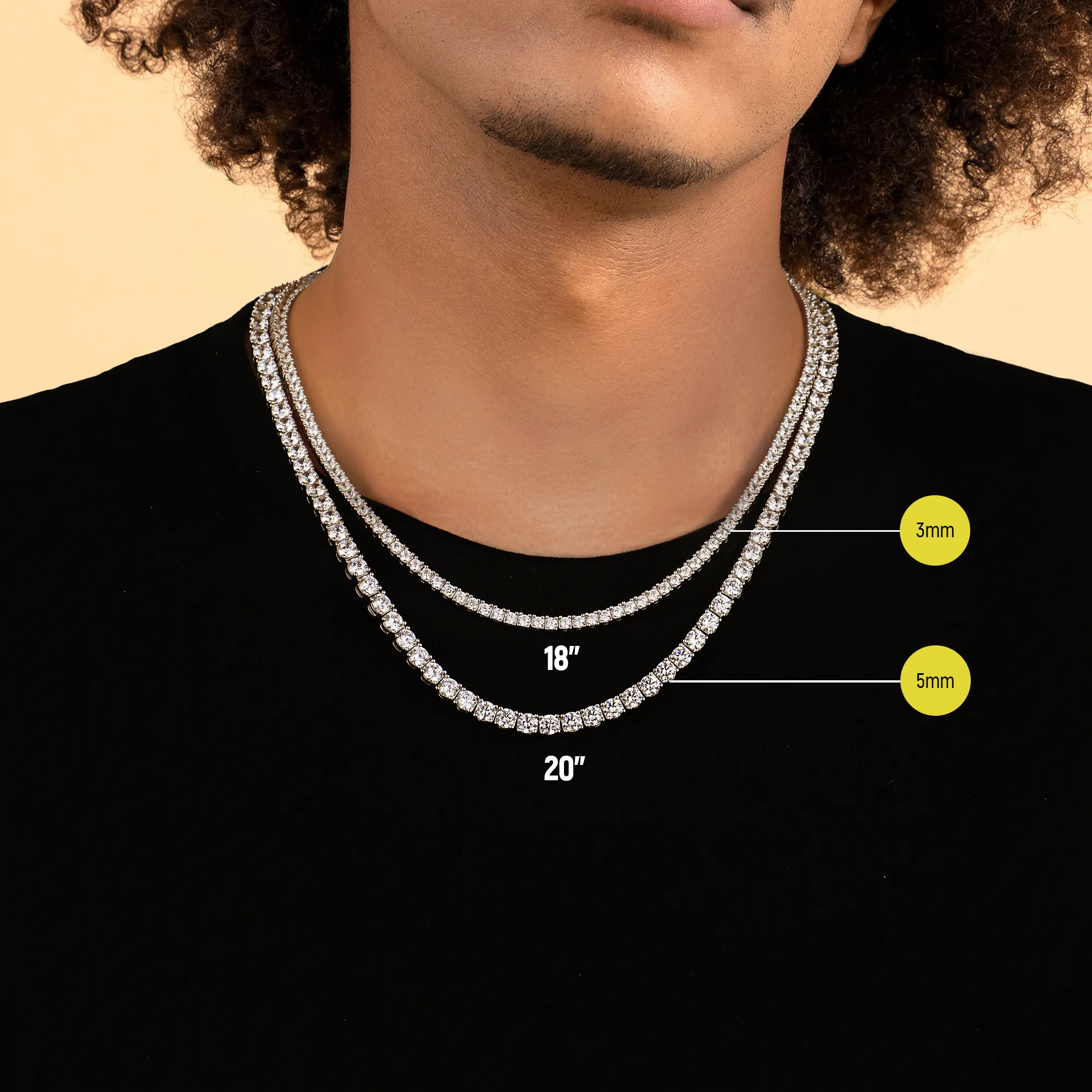 3mm Iced Tennis Chain - Yellow Gold