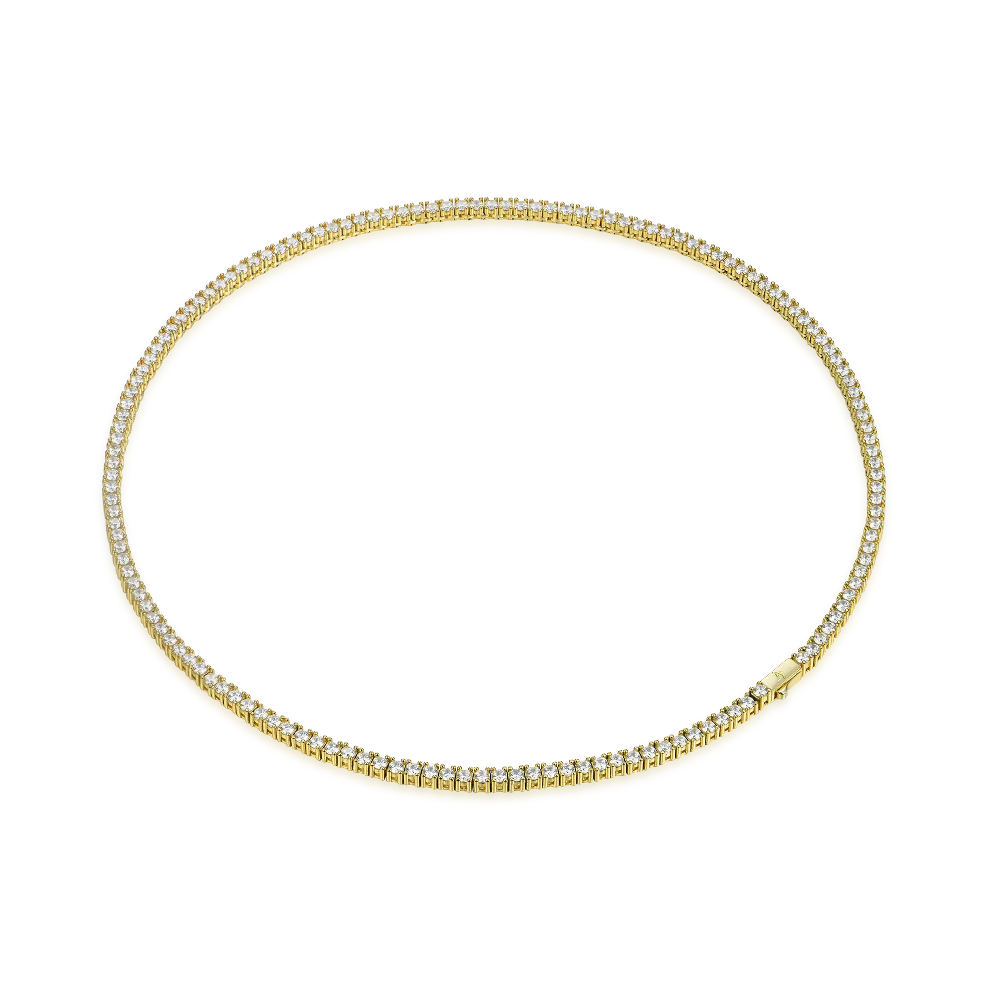 3mm Iced Tennis Chain - Yellow Gold