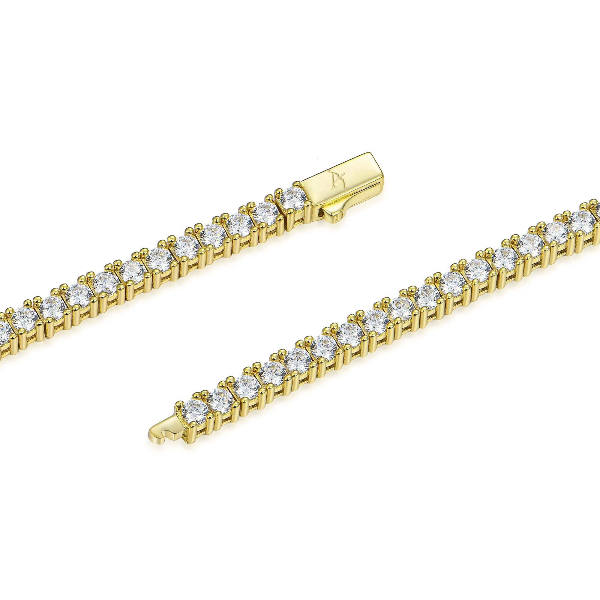 3mm Iced Tennis Chain - Yellow Gold