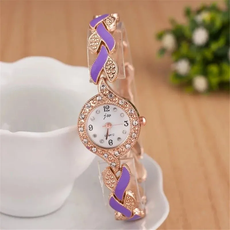 5pcs Amethyst Jewelry Set Watch For Women Love Band Jewelry