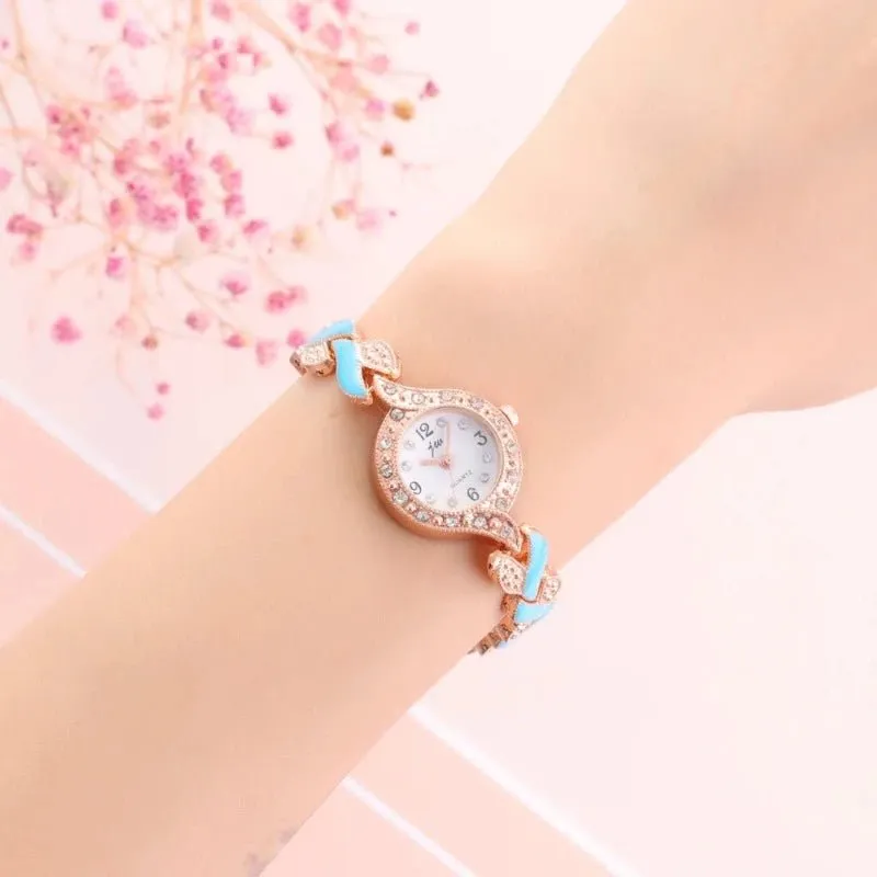 5pcs Amethyst Jewelry Set Watch For Women Love Band Jewelry