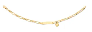 9ct Yellow Gold Silver Infused ID Heart Charm Bracelet