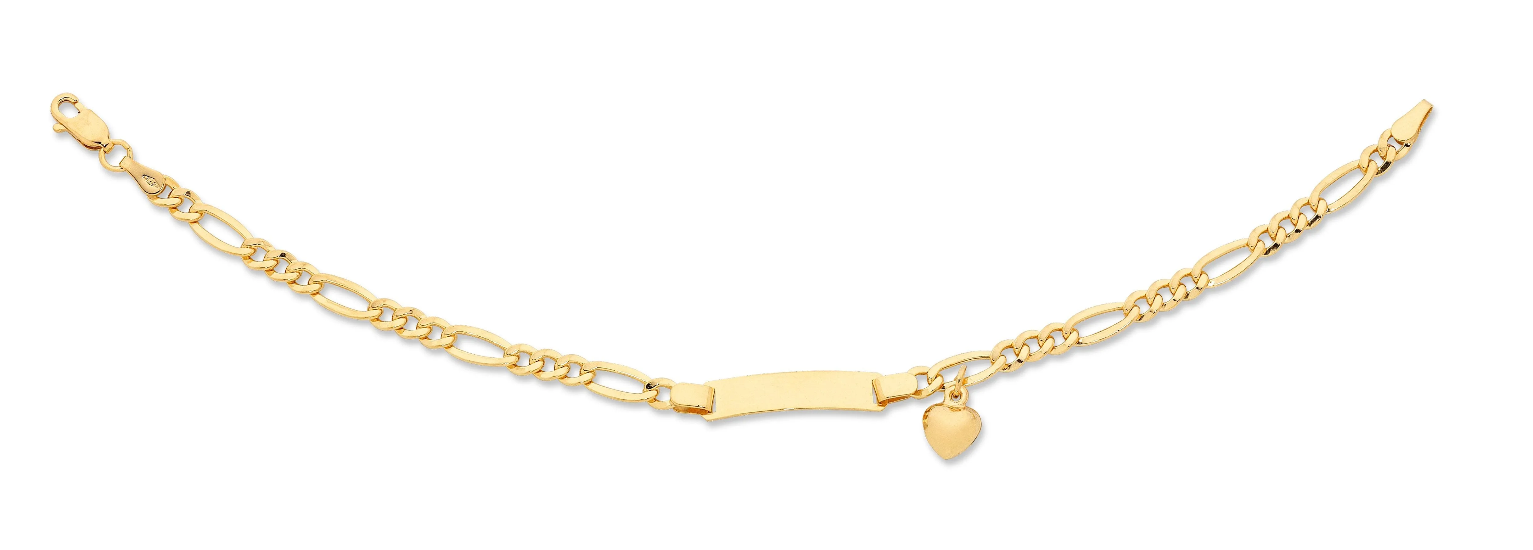 9ct Yellow Gold Silver Infused ID Heart Charm Bracelet