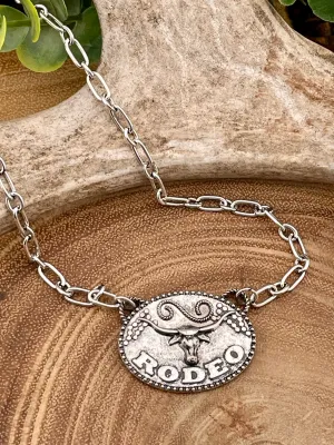 Adele Rodeo Steer Skull Fashion Necklace - 18"