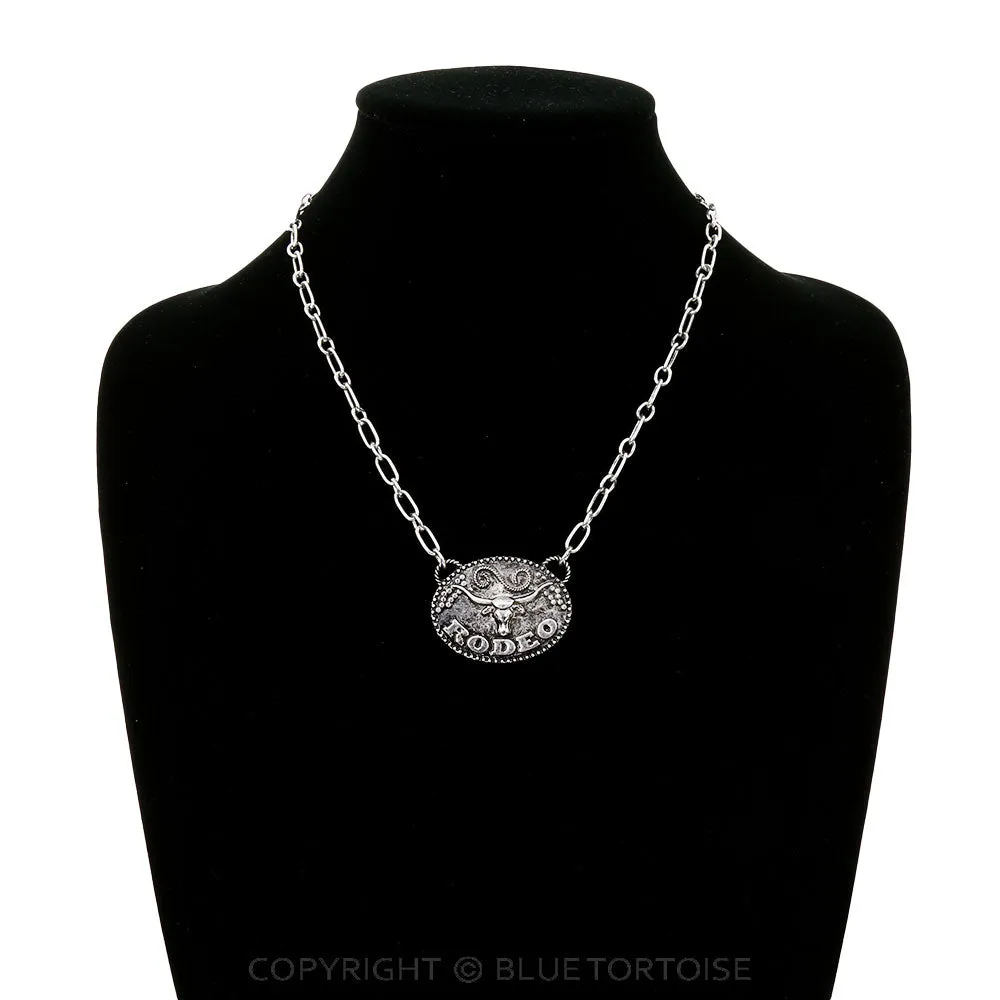 Adele Rodeo Steer Skull Fashion Necklace - 18"