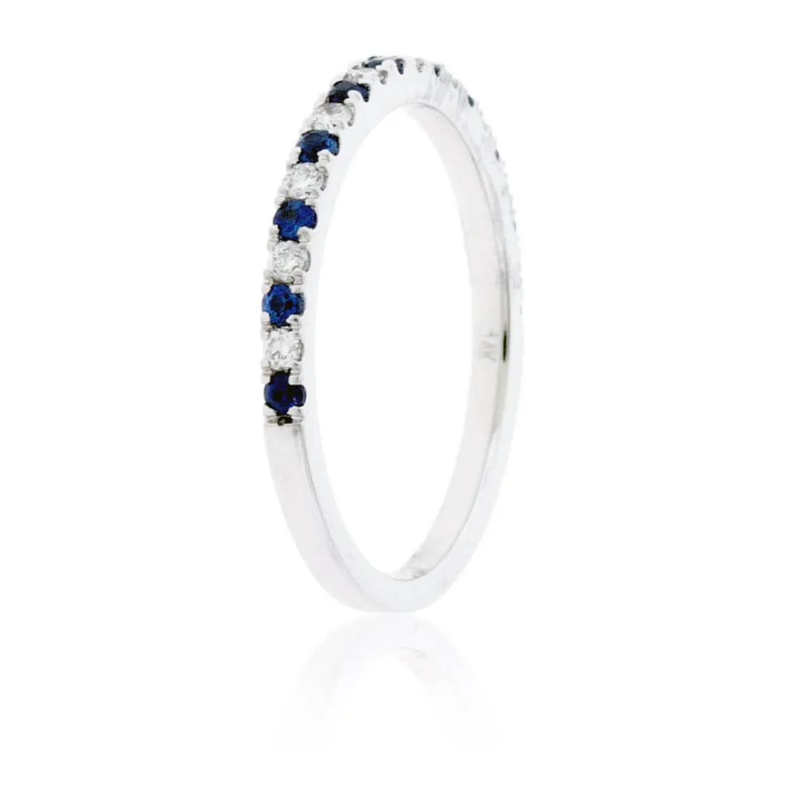Alternating Blue Sapphire & Diamond Band