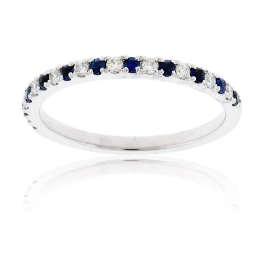 Alternating Blue Sapphire & Diamond Band