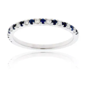 Alternating Blue Sapphire & Diamond Band