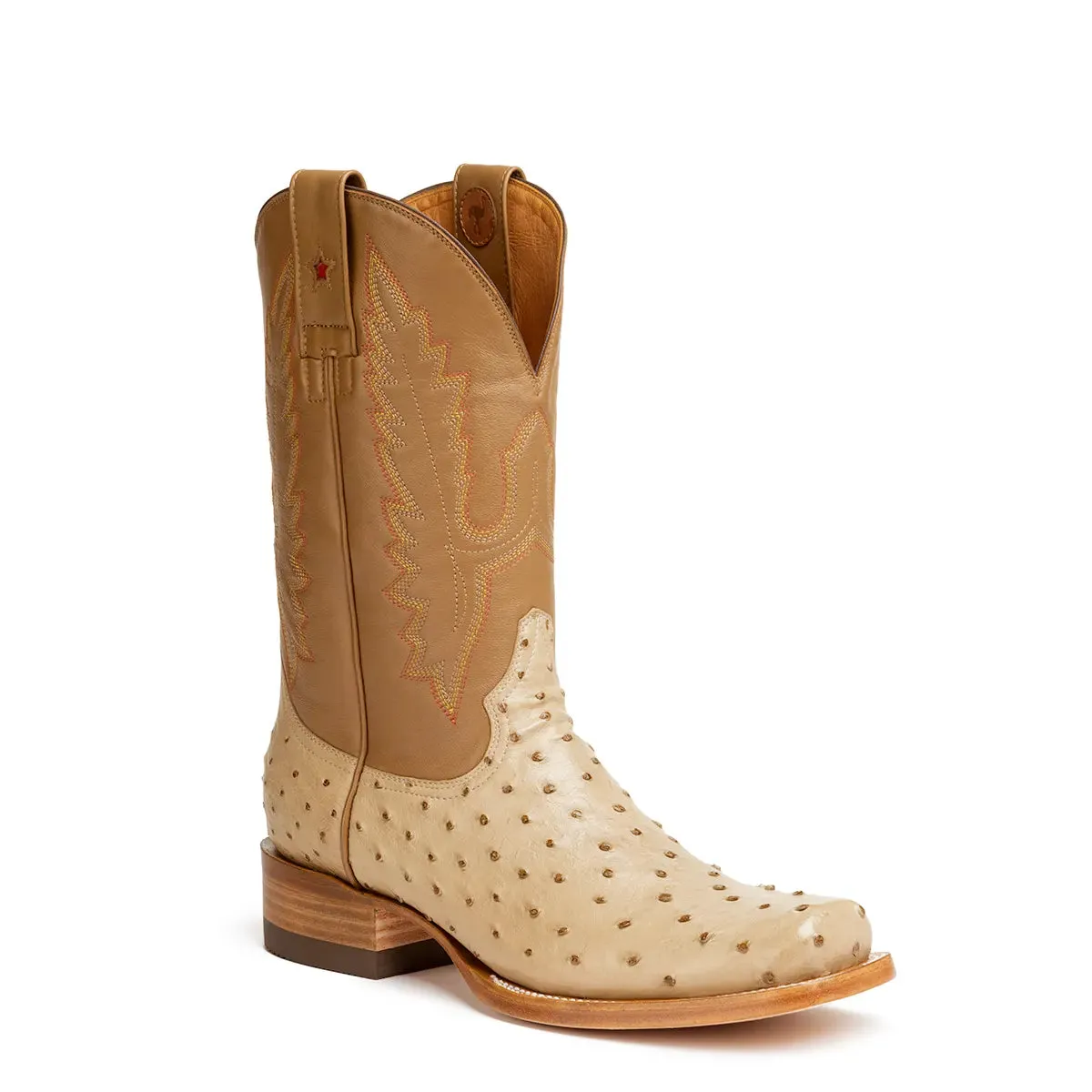 Antonio Full Quill Ostrich Stockman Square Toe Boot - Oryx