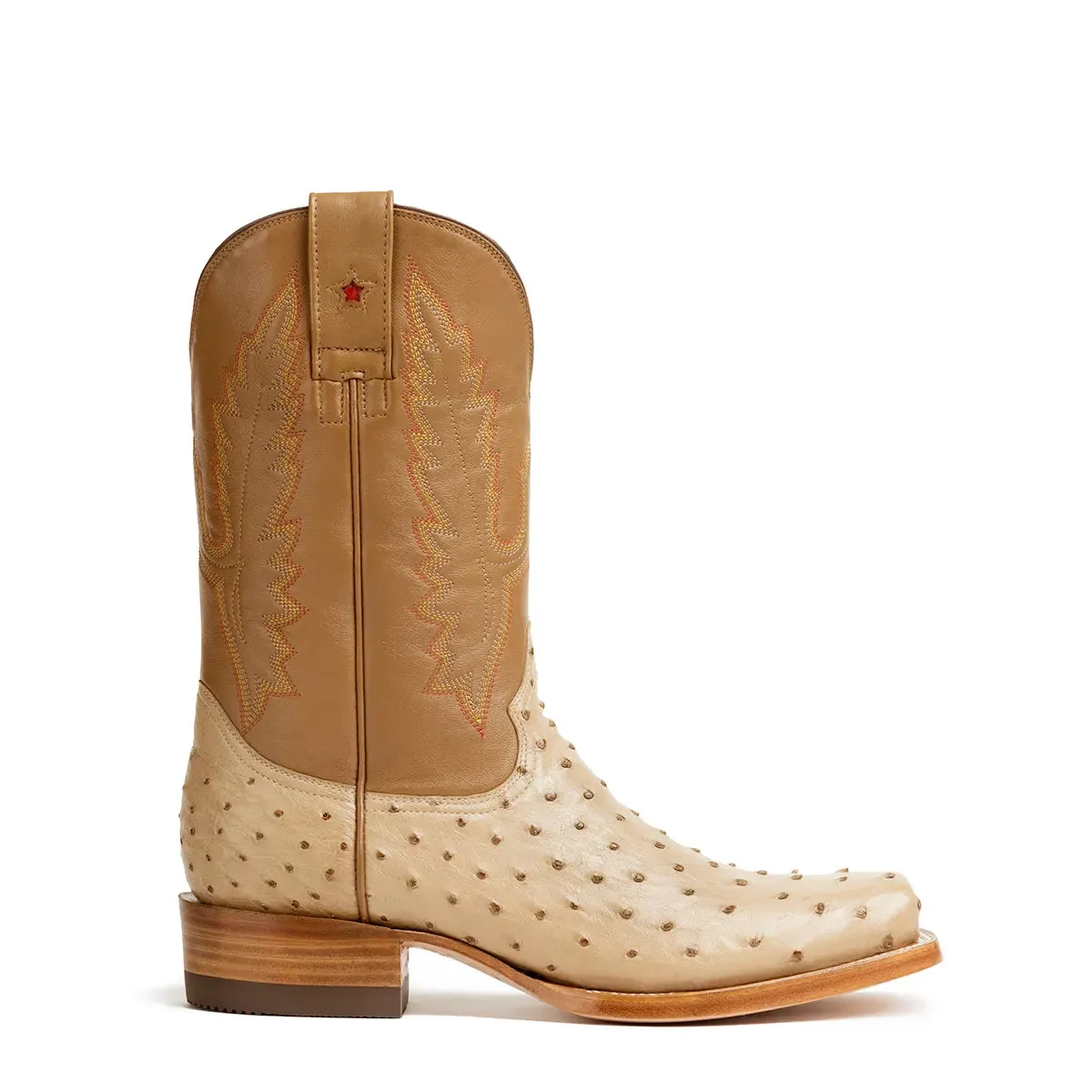 Antonio Full Quill Ostrich Stockman Square Toe Boot - Oryx