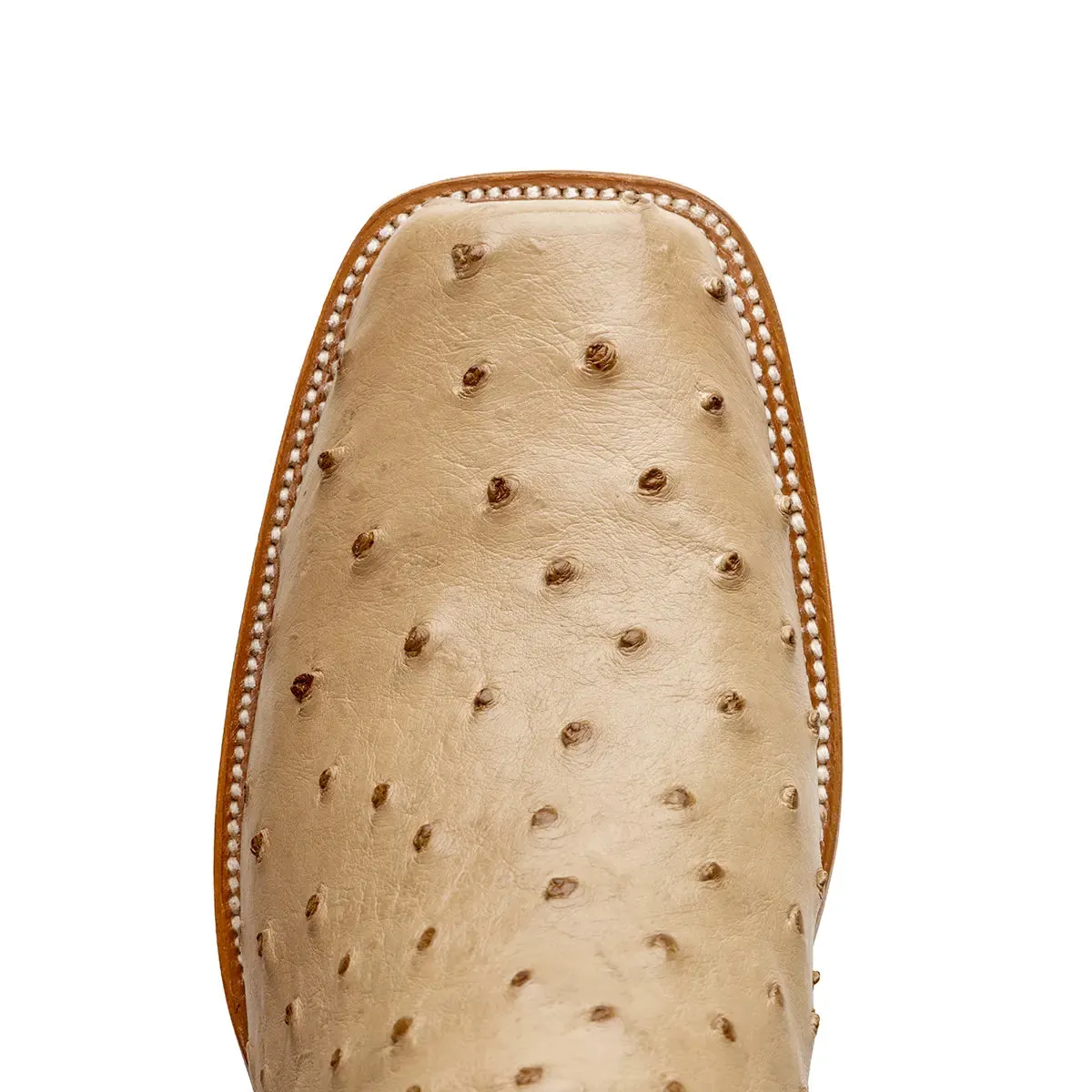 Antonio Full Quill Ostrich Stockman Square Toe Boot - Oryx