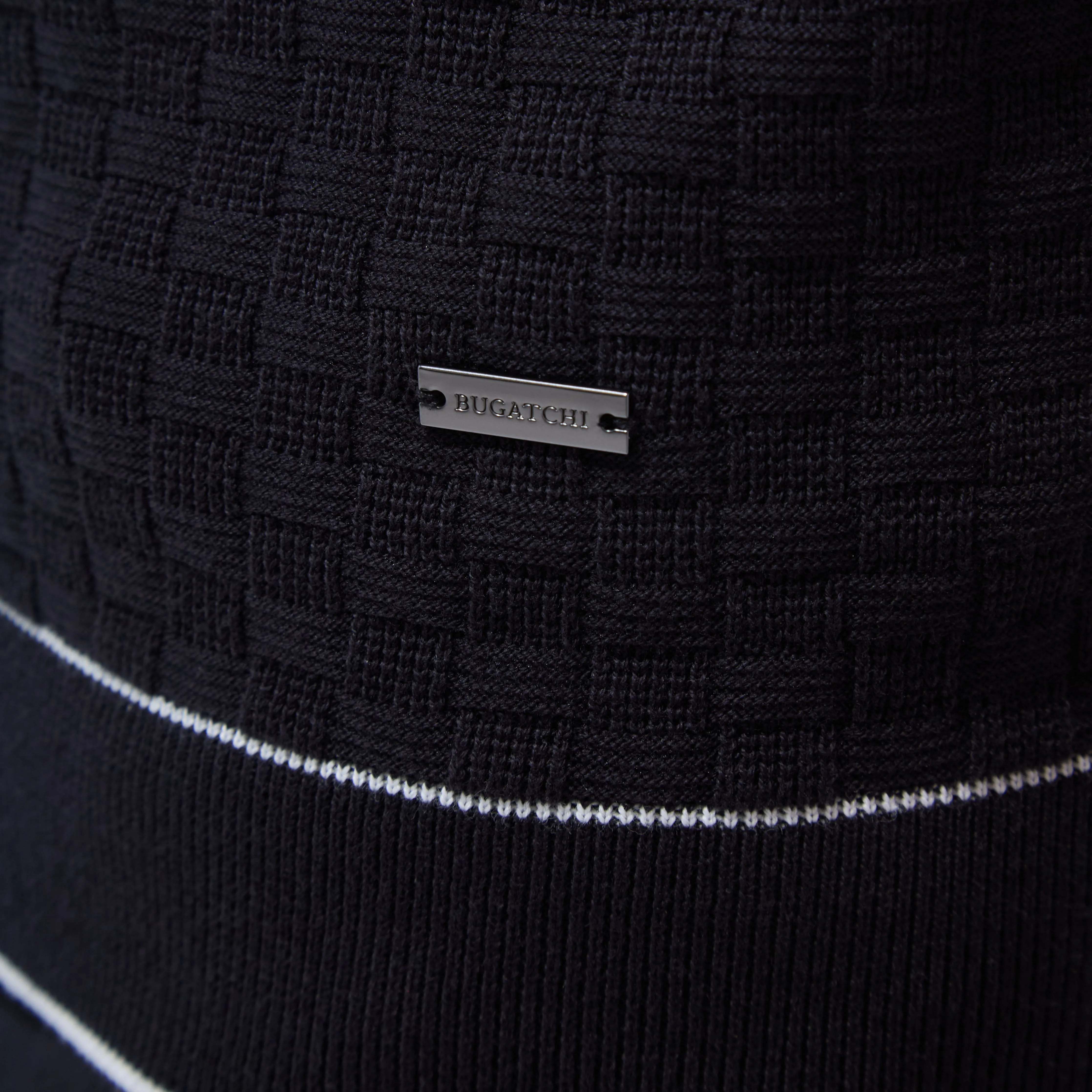 Basket Stitch Three Button Polo Sweater