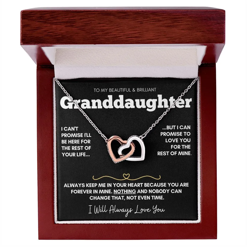 Beautiful Brilliant Granddaughter  - 14k Rose Gold and Stainless Steel Connected Hearts