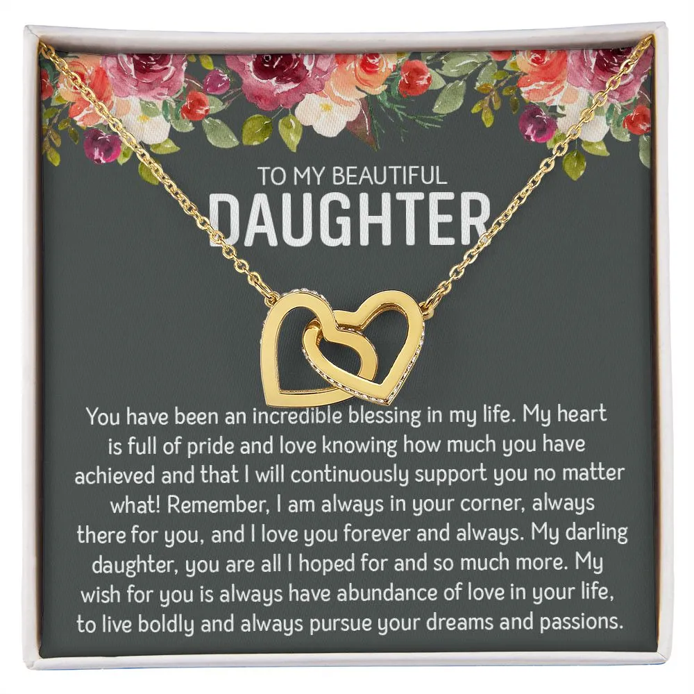Beautiful Daughter - Blessings | Rose Gold and Stainless Steel Connected Hearts Necklace