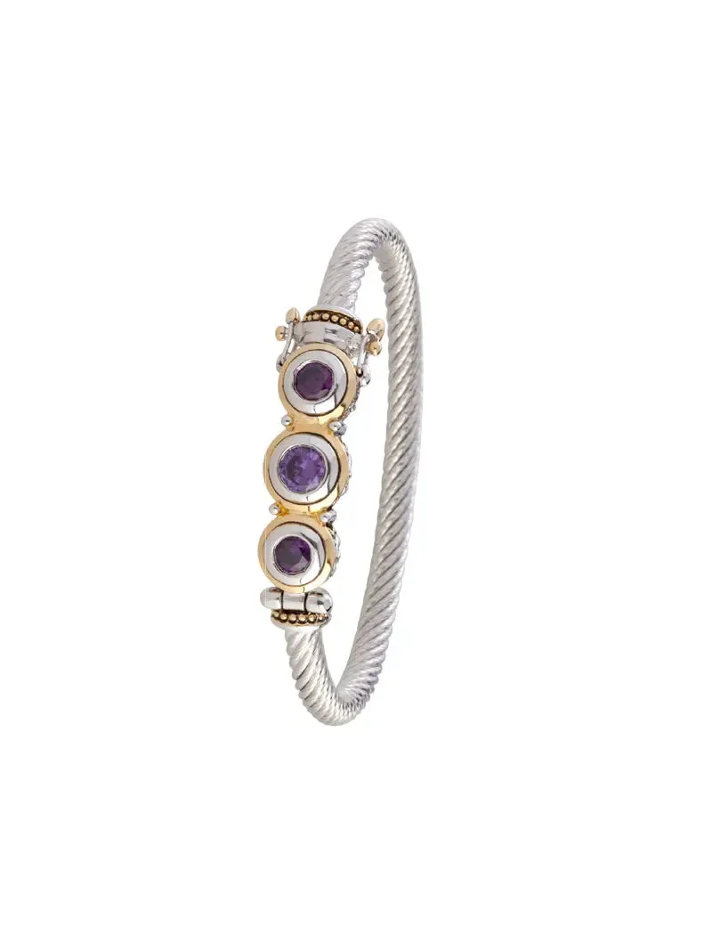 Beijos Collection - Three-Stone CZ Wire Bracelet