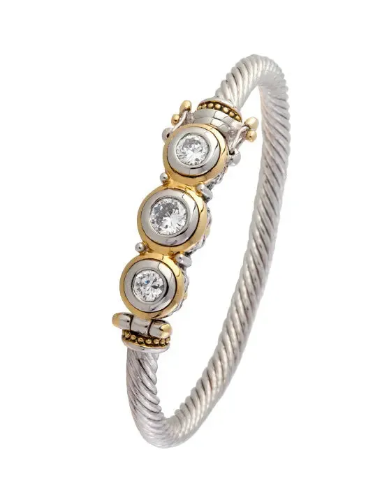 Beijos Collection - Three-Stone CZ Wire Bracelet
