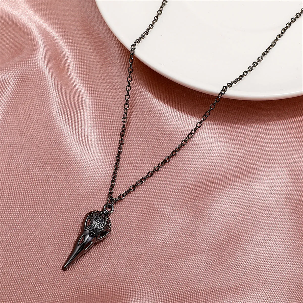 Black Crow Pendant Necklace